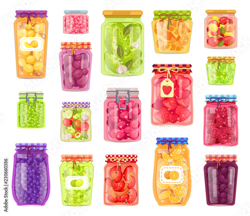 Preserved Vegetables Fruits Vector Illustration