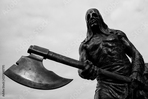Executioner statue on Old Town Square in Bardejov, Slovakia