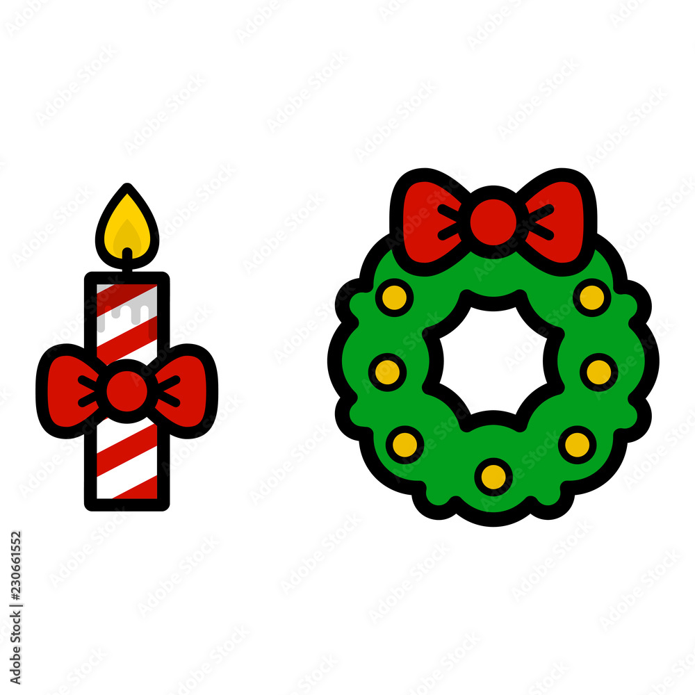 christmas candle and christmas wreath vector christmas candle and christmas wreath vector