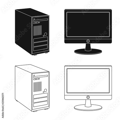 Vector design of laptop and device symbol. Set of laptop and server stock symbol for web.