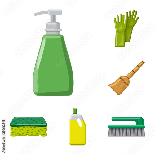 Vector illustration of cleaning and service icon. Set of cleaning and household stock symbol for web.
