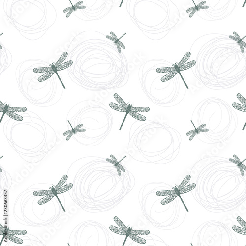 pattern with abstract images of dragonflies