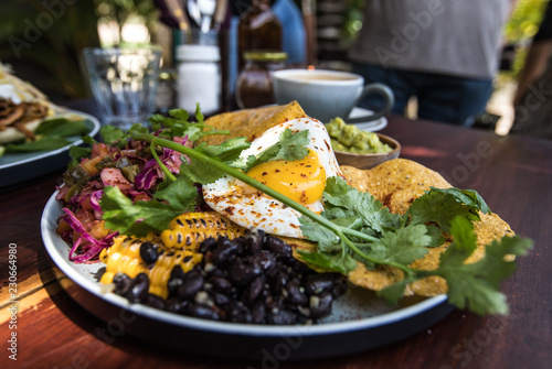 Vegetarian juevos rancheros for breakfast in Ubud, Bali