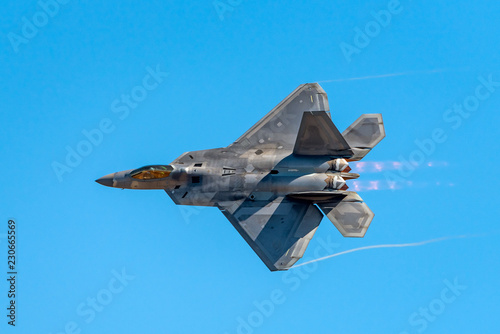 Aerial demonstration flyby with afterburners on