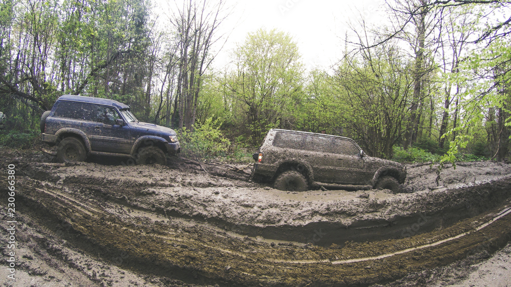Traveling by car in the mountains. Ukrainian expedition Traveling by car in the mountains. Ukrainian expedition