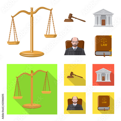 Vector illustration of law and lawyer icon. Collection of law and justice stock symbol for web.