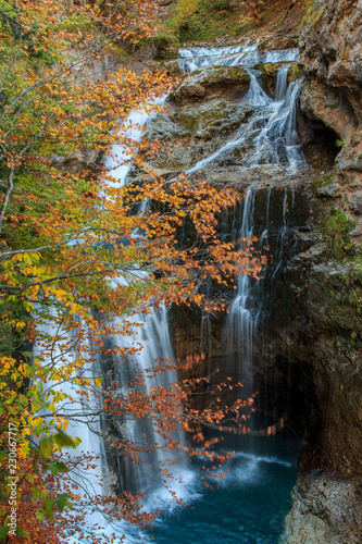 Waterfall or Bleachers of Soaso in the Ordesa Valley (Ordesa National Park - Monte Perdido).Concept elements of Nature photo