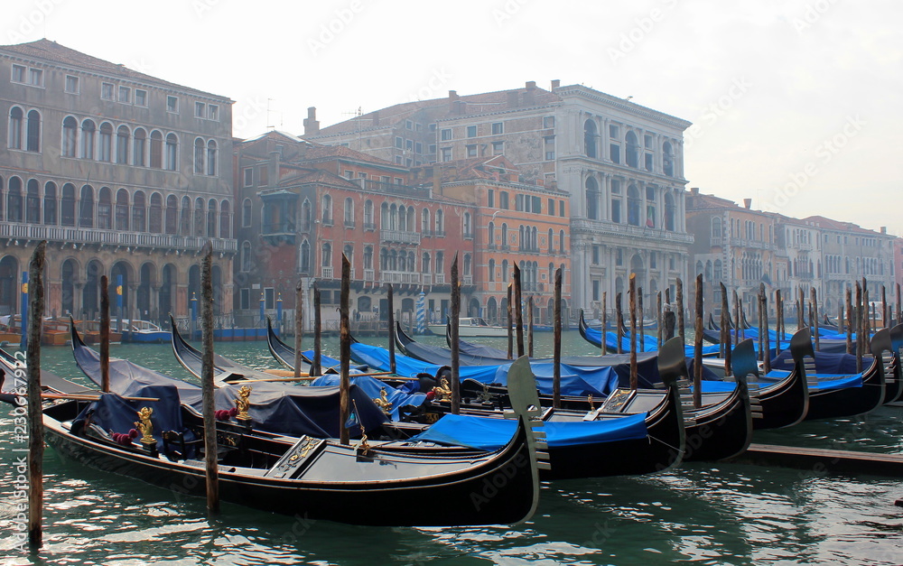 gondolas on grand canal in venice