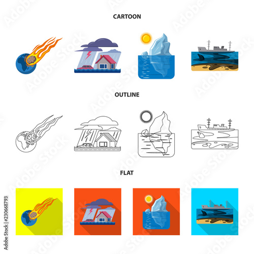 Vector design of natural and disaster sign. Set of natural and risk stock vector illustration.