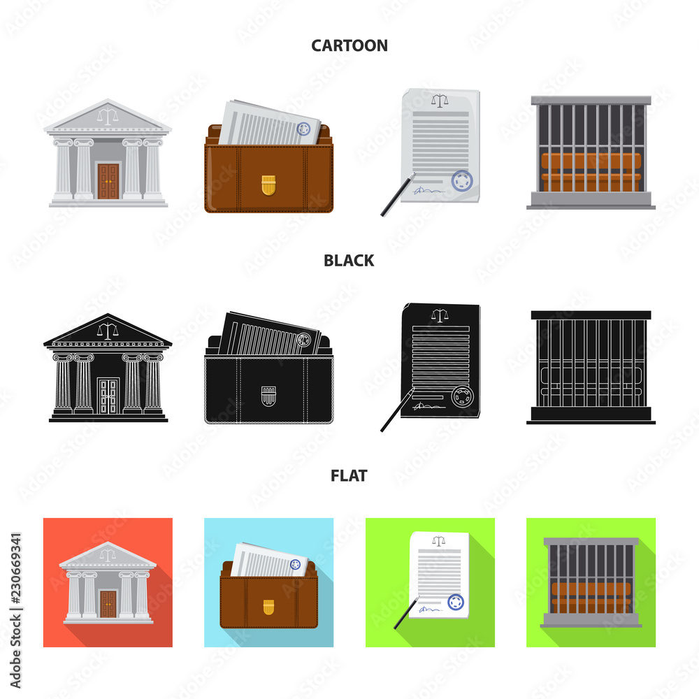 Vector illustration of law and lawyer icon. Set of law and justice vector icon for stock.