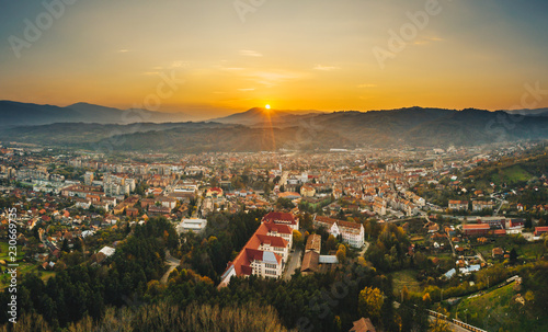 Petrosani city sunset in Hunedoara  Transylvania  Romania