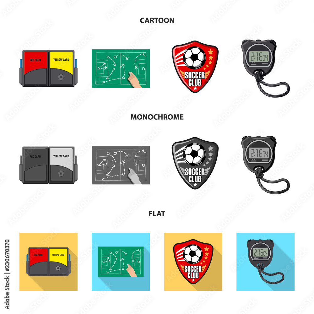 Vector illustration of soccer and gear icon. Set of soccer and tournament stock symbol for web.