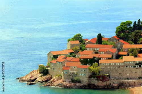 sveti stefan island in sea montenegro photo