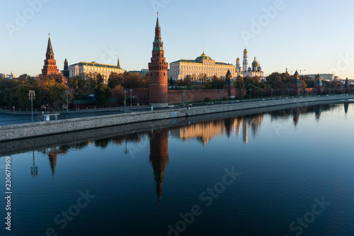 Landscape with a view of the Moscow Kremlin in the morning