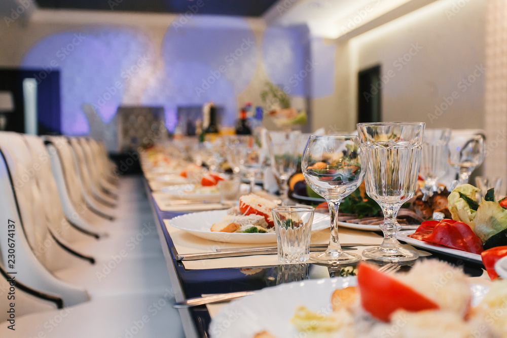 Luxury expensive catering and wedding reception decorations tables