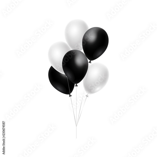3d shiny bunch of Helium Balloons floating in the air isolated on white background