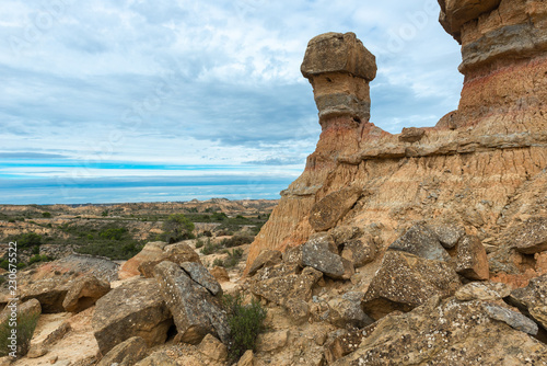 Obraz na płótnie Tozales de los Pedregales sandstones, Monegros in Huesca, Spain w salonie