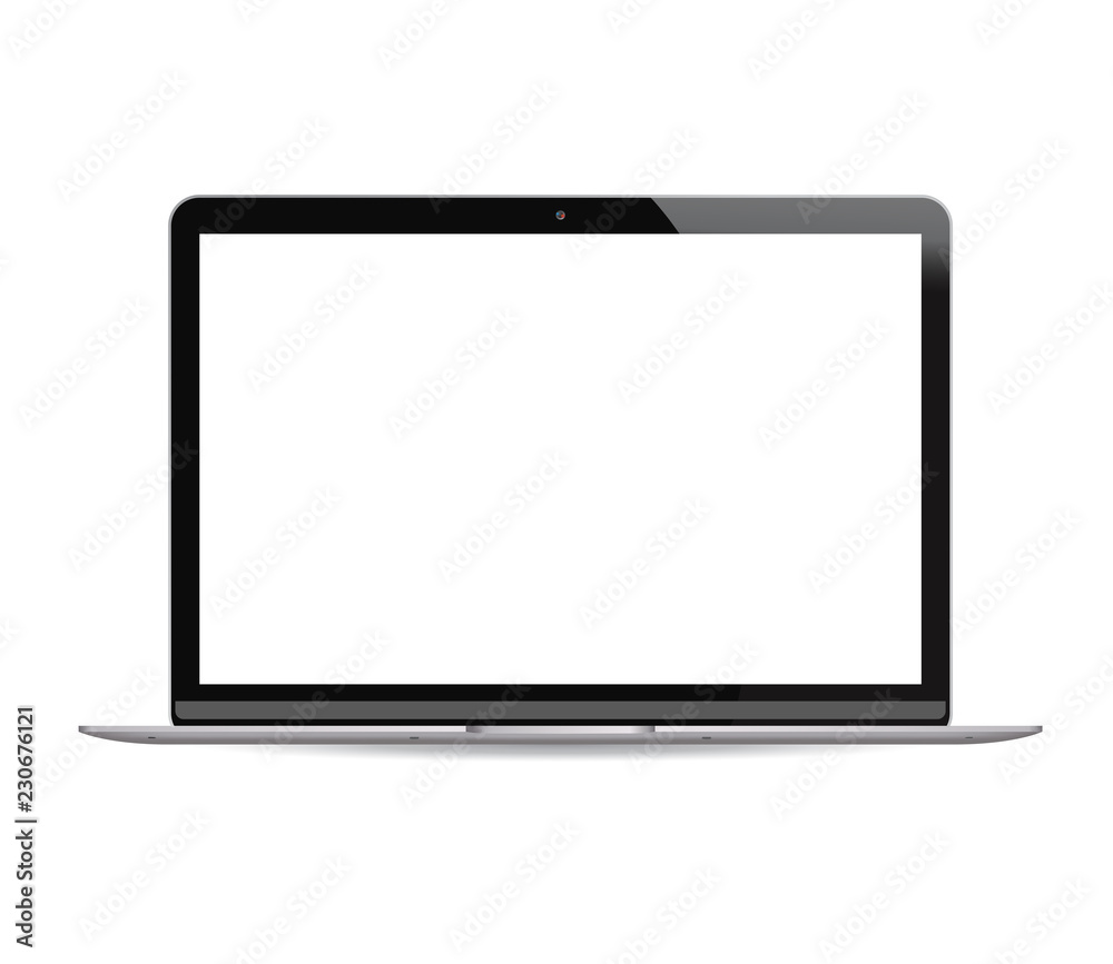 Laptop pc with white lcd screen isolated on background. Portable notebook computer realistic vector illustration. High quality modern design. Laptop pc with white lcd screen isolated on background. Portable notebook computer realistic vector illustration. High quality modern design.