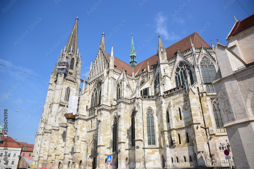 View in the historical town of Regensburg, Bavaria, Germany