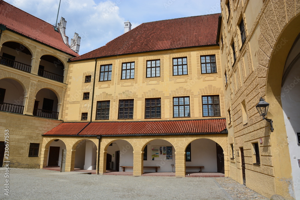 View of the fortress TRAUSNITZ in the historical town of LANDSHUT in Bavaria,  Germany 
