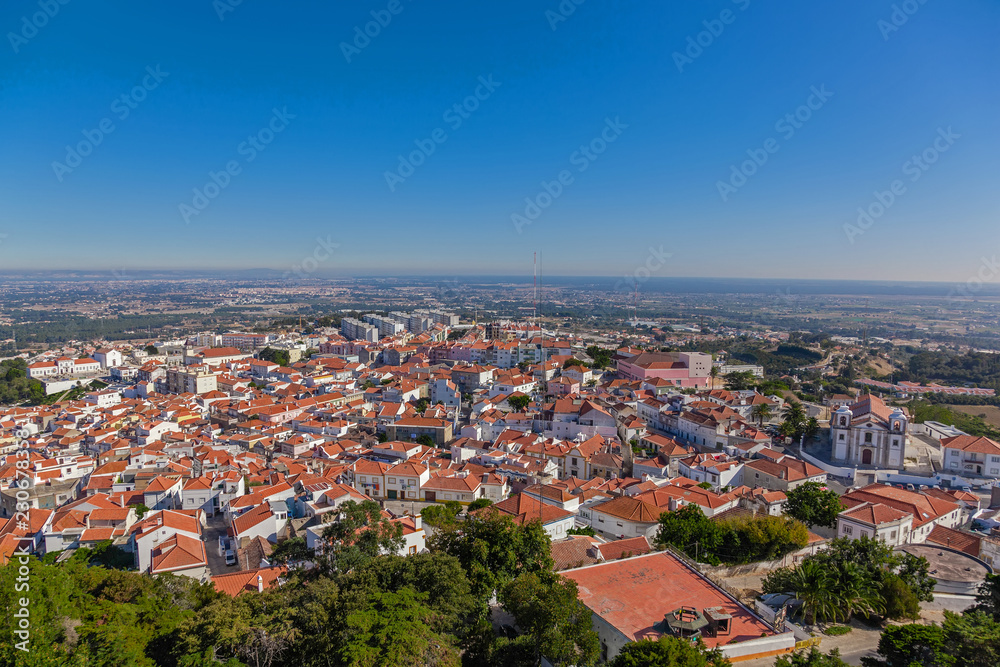 Palmela, Portugal. The city of Palmela with seen from the Castelo de Palmela keep tower