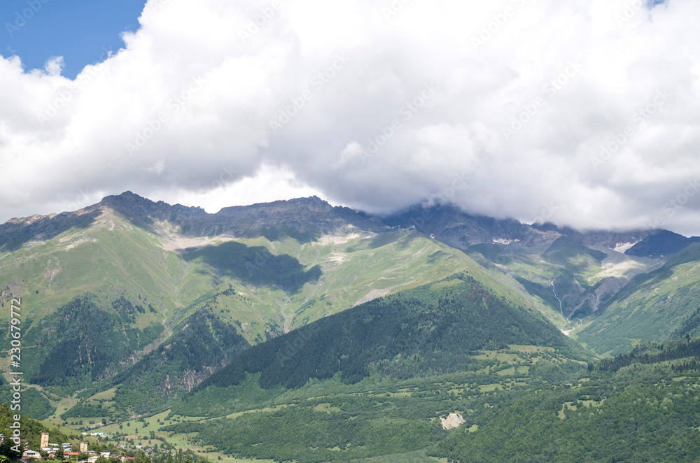 Beautiful view of Svaneti valley of a town  Mestia , Georgia