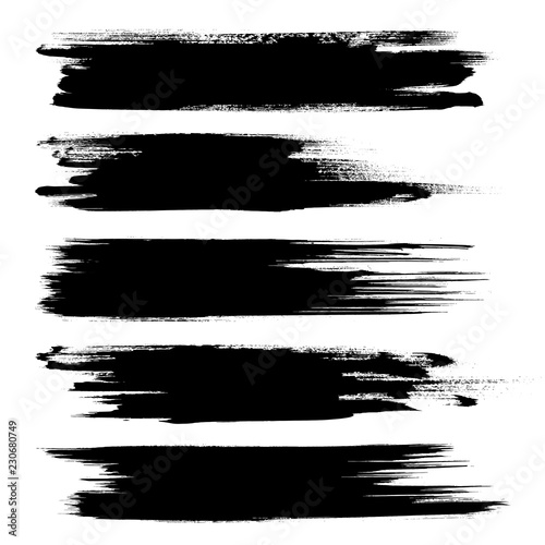 Vector set of grunge brush strokes. Black vector brush strokes collection. Black paint spots vector set