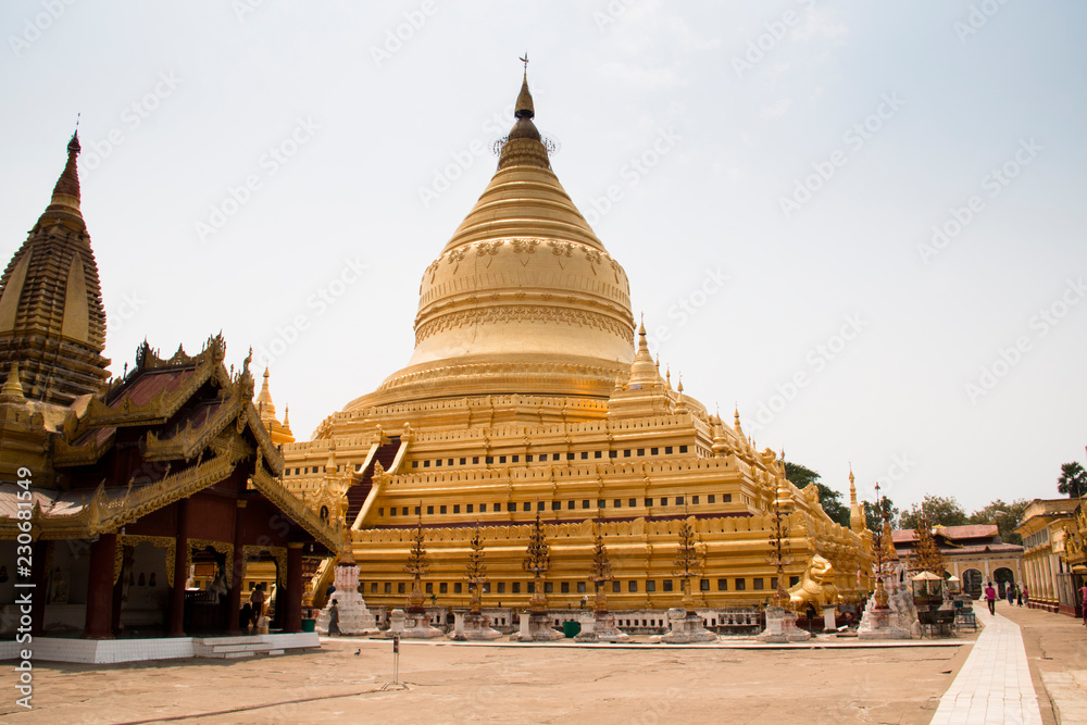 Amazing golden temple in Bagan, a historical site in Myanmar
