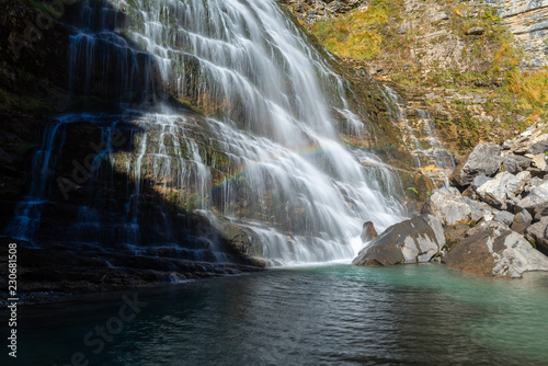Horsetail waterfall in Ordesa National Park  Huesca  Spain