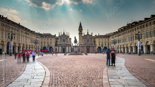 Piazza San Carlo in Turin Italy time lapse video. photo