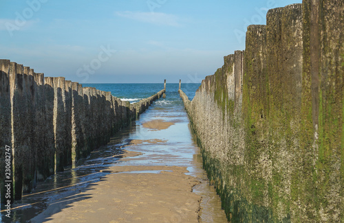 Buhnen bei Ebbe am Strand