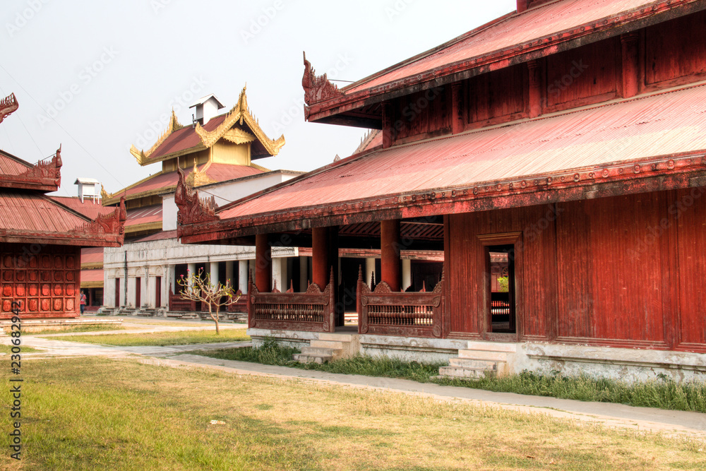 The magnificent palace in the center of Mandalay in Myanmar
