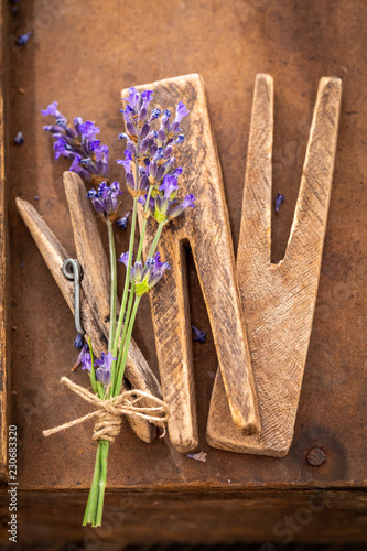 Fototapeta Naklejka Na Ścianę i Meble -  Aromatic lavender preparation for home dryingin summer