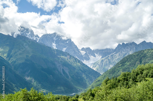 Caucasus peaks near city Mestia, Svaneti, Georgia