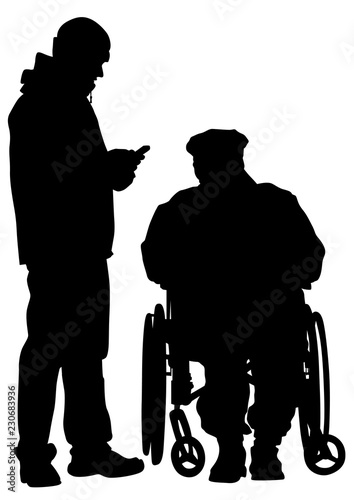 Older man in wheelchair on white background