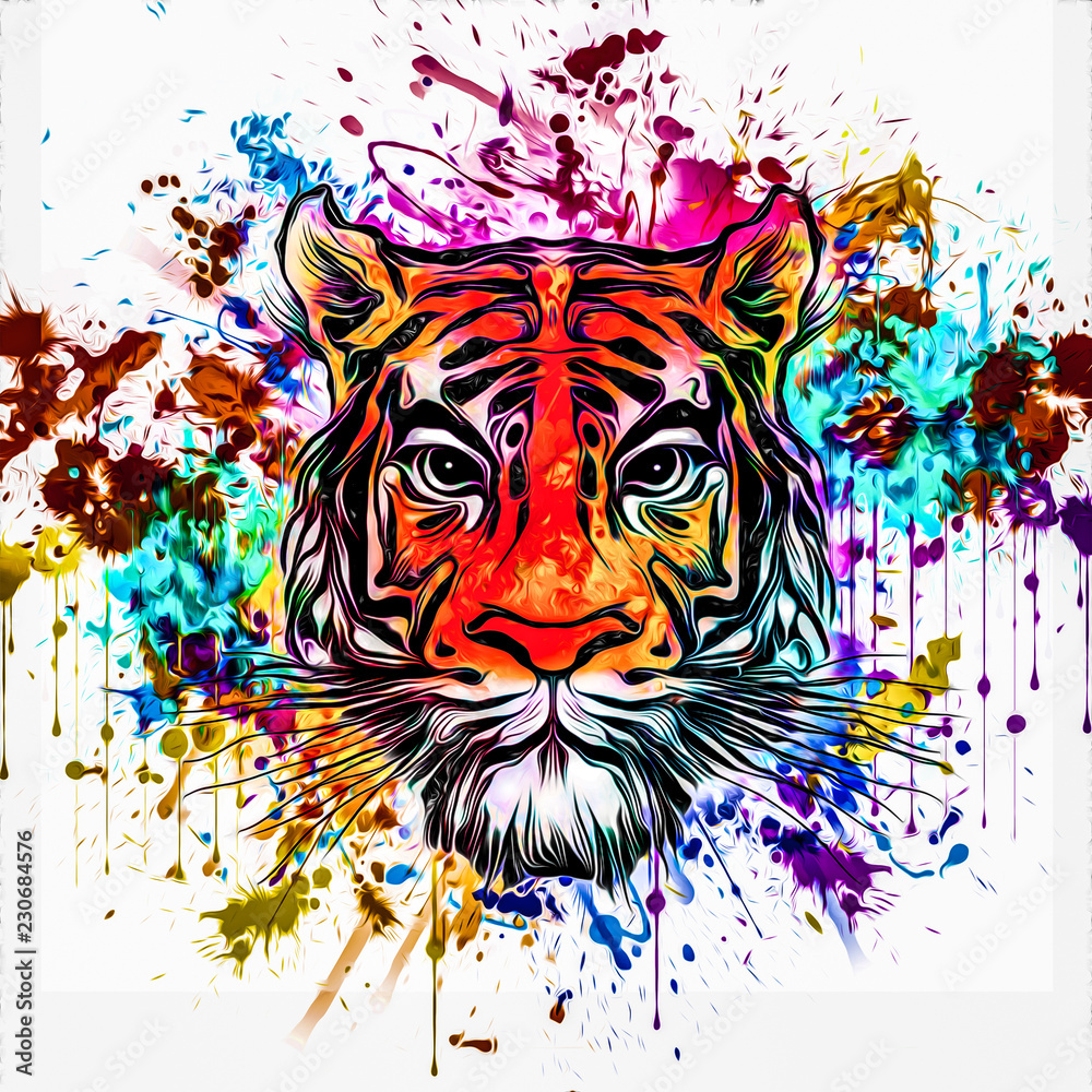 Tiger Head. Vector Illustration For Tattoo Or T-shirt Design Stock Photo,  Picture and Royalty Free Image. Image 207874228.