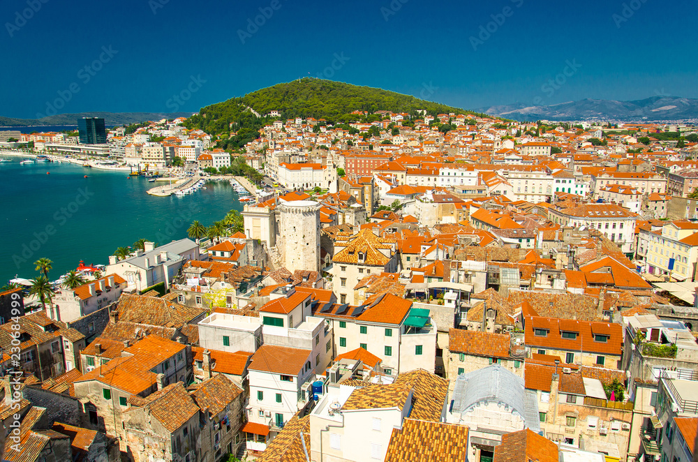 Marine waterfront and port aerial view, Split, Dalmatia, Croatia