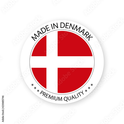 Free Download Modern vector Made in Denmark label isolated on white background, simple sticker with Danish colors, premium quality stamp design, flag of Denmark - GFXLoad