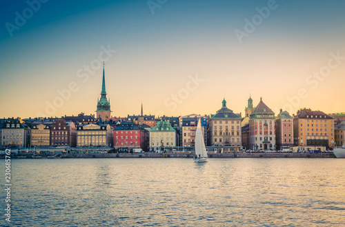 Panoramic view historical town quarter Gamla Stan, Stockholm, Sweden photo