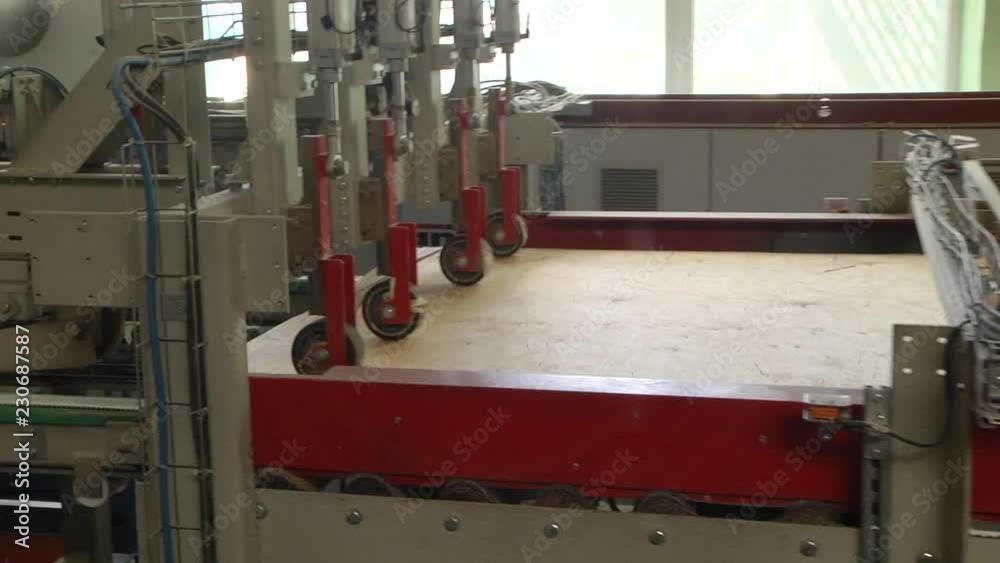 Furniture factory. Production of plywood. Automated production of