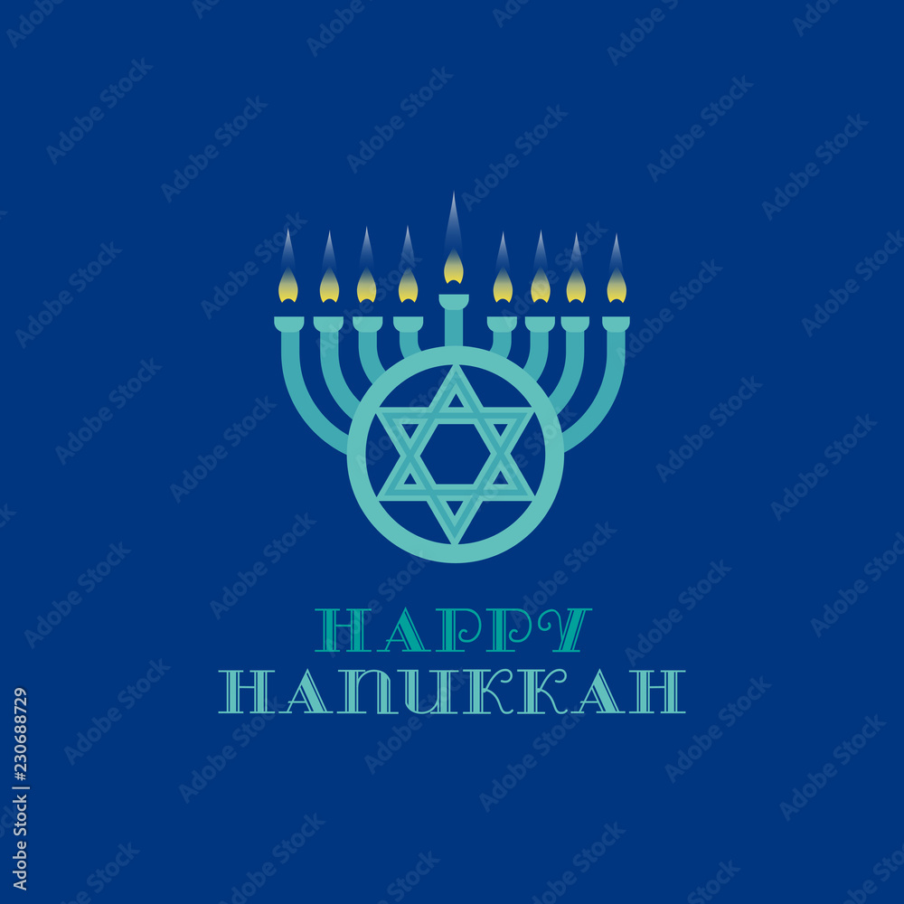 Vecteur Stock Hanukkah candles with light in night. Jewish Festival of