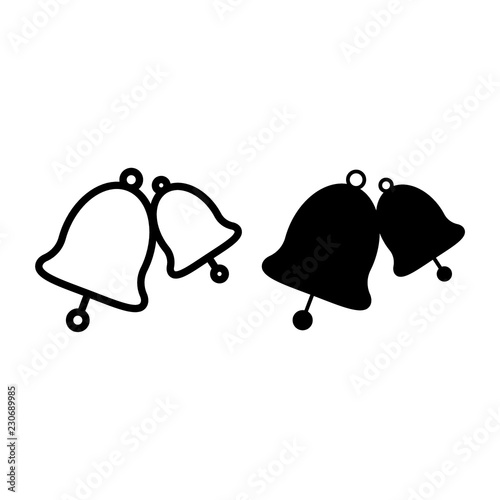Wedding bells line and glyph icon. Bell vector illustration isolated on white. Decoration outline style design, designed for web and app. Eps 10.