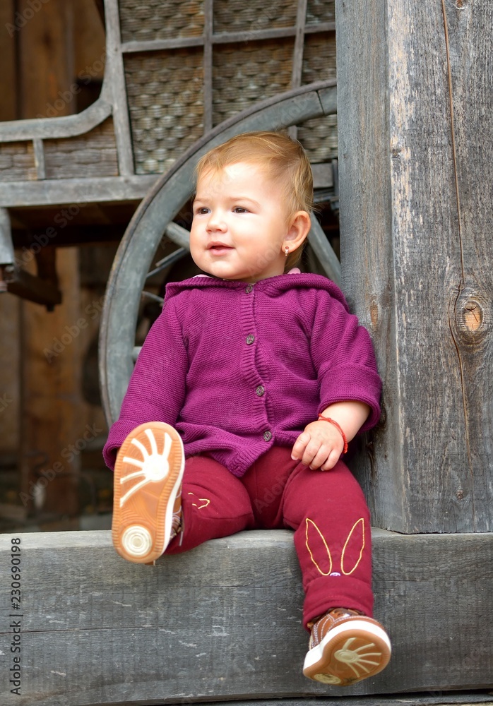  Little girl in autumn park