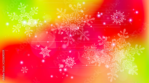 Snowflakes and festive lights - vector background with beautiful snowflakes that merrily shine and shimmer in color space