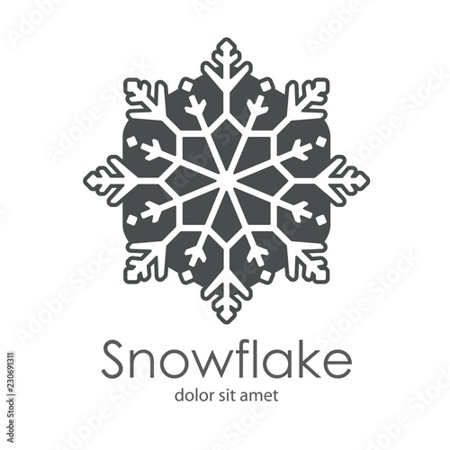 Logotipo Snowflake con estrella de frio lineal en hexágono en color gris