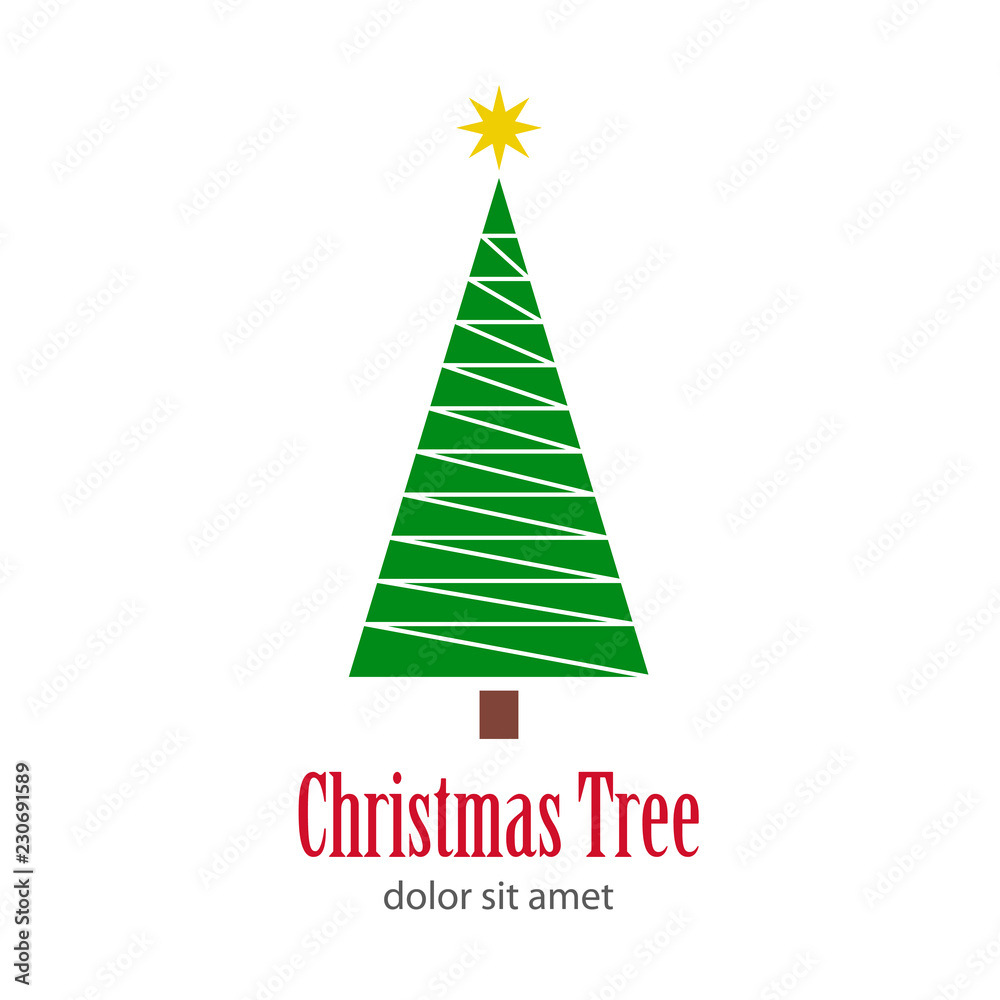 Logotipo Christmas Tree con arbol abstracto con lineas en zigzag Logotipo Christmas Tree con arbol abstracto con lineas en zigzag
