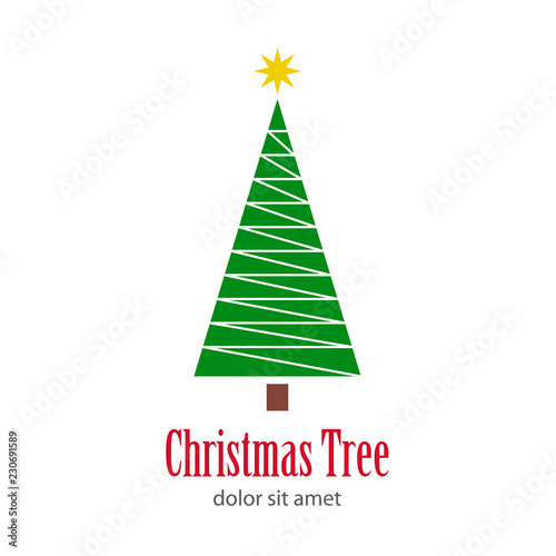 Logotipo Christmas Tree con arbol abstracto con lineas en zigzag