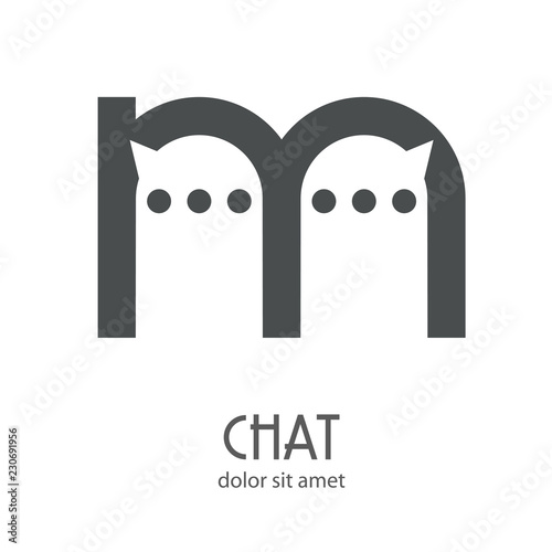 Logotipo chat con letra m minúscula en color gris