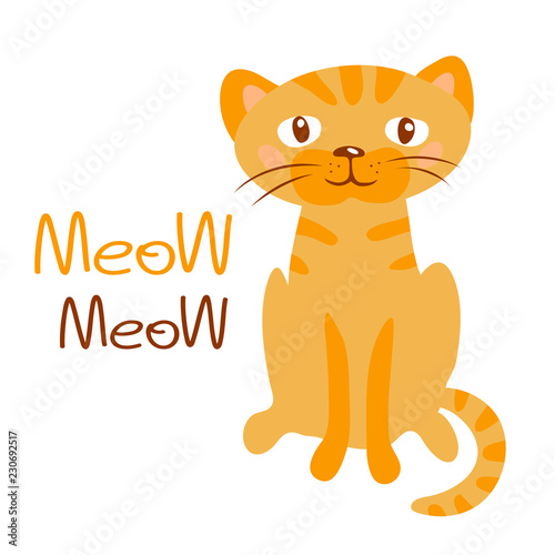 vector color cat red stripped pet animal  cartoon doodle pattern simple childish design for textile paper sweet dreams word lettering