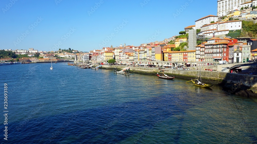 colorful houses on the douro river in porto